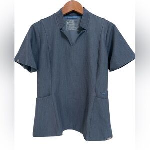 Figs Blue Short Sleeve Scrubs Top Size Small